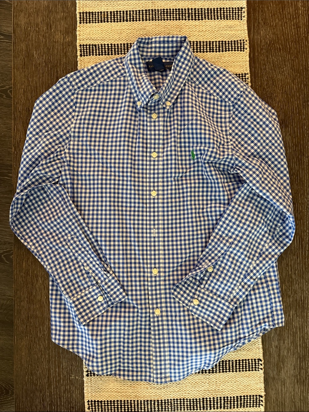 Ralph Lauren Blue & White Gingham Button-Down Shirt